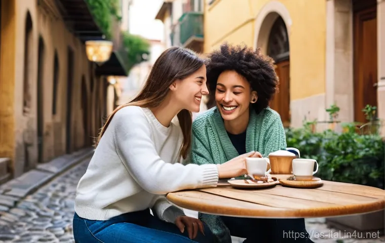이탈리아어와 스페인어 유사점 - **Prompt 1: Bridging Words in a Sunny Cafe**
    "A cheerful, warmly lit outdoor cafe scene in a pic...