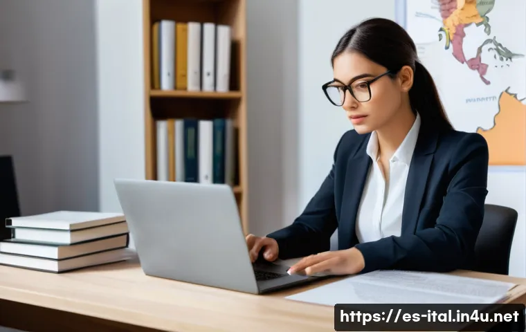 이탈리아어 면접 및 취업 용어 - **Prompt:** A diverse young professional, focused and determined, sitting at a modern desk in a home...