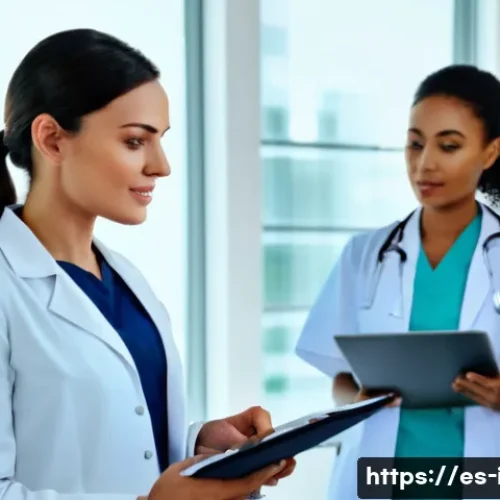 이탈리아어 직업별 특수 용어 - A professional Italian medical setting featuring a diverse group of healthcare workers in white coat...