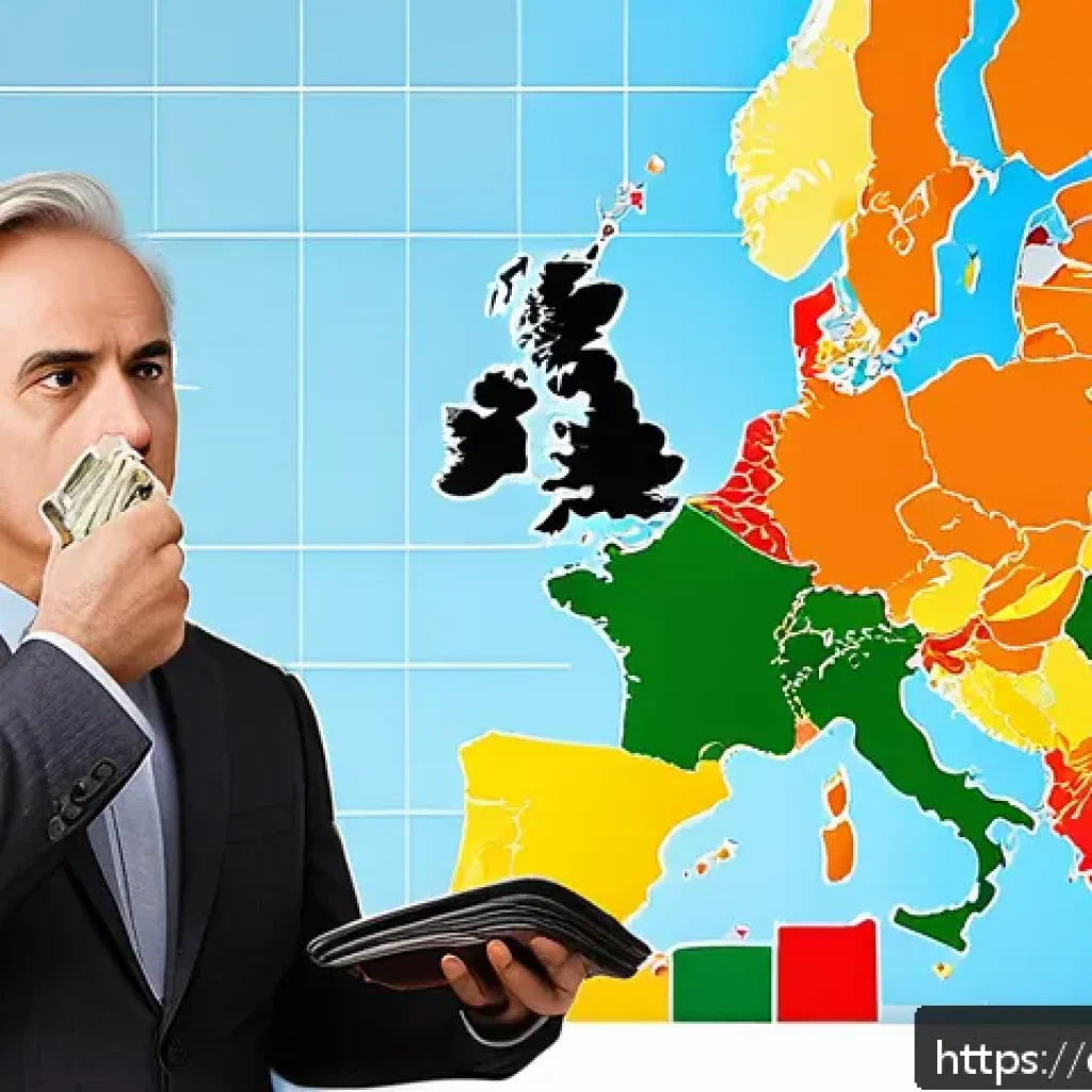 이탈리아어 금융 및 경제 용어 - A detailed infographic-style image showing the concept of inflation in Europe: include a map of Euro...